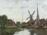 Boudin Eugene Dordrecht Mill On The Meuse 1884