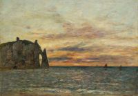 Boudin Eugene Etretat Die Klippe D Aval bei Sonnenuntergang 1890