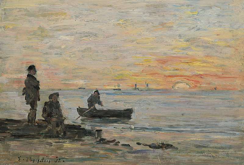 Boudin Eugene Maree Basse Rivage Et Pecheurs Au Coucher Du Soleil 1862 canvas print