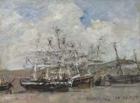 Boudin Eugene Portrieux. Le Port Maree Basse 1873