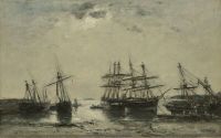 Boudin Eugene Portrieux Einfahrt bei Ebbe im Hafen 1873