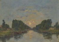 Boudin Eugene Saint Valery Sur Somme. Effet De Lune Sur Le Canal 1891