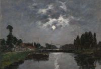 Boudin Eugene Saint Valery Sur Somme Lever De Lune Sur Le Canal 1891