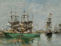 Boudin Eugene Trois Mats Dans Un Port Ca. 1880 85