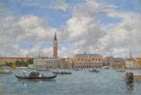 Boudin Eugene Venedig Il Campanile Der Herzogspalast und die Piazzeta-Ansicht von San Giorgio 1895