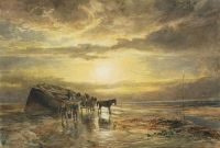 Ast Samuel lädt den Fang an der Küste von Berwick 1874