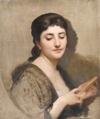 Bouguereau William Adolphe Eine junge Frau mit Fächer
