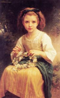 Bouguereau William Adolphe Kind, das eine Krone flechtet