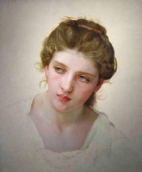 Bouguereau William Adolphe Studie des Kopfes einer blonden Frau mit Blick auf 1898