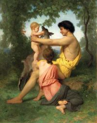 Bouguereau William Adolphe Idylle Famille 골동품 1855