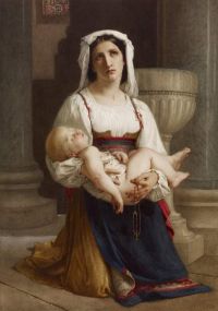 Bouguereau William Adolphe Italienischer Bauer mit Kind kniend
