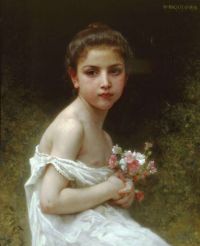 Bouguereau William Adolphe kleines Mädchen mit einem Blumenstrauß