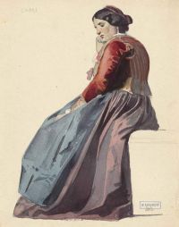 앉아있는 여성에 대한 부그로 윌리엄 아돌프 연구 Ca. 1851년