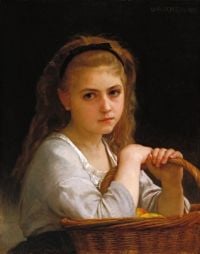 Bouguereau William Adolphe فتاة صغيرة مع سلة من الفاكهة 1883