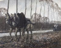 Boutet De Monvel Bernard Towing Horses Under The Rain canvas print