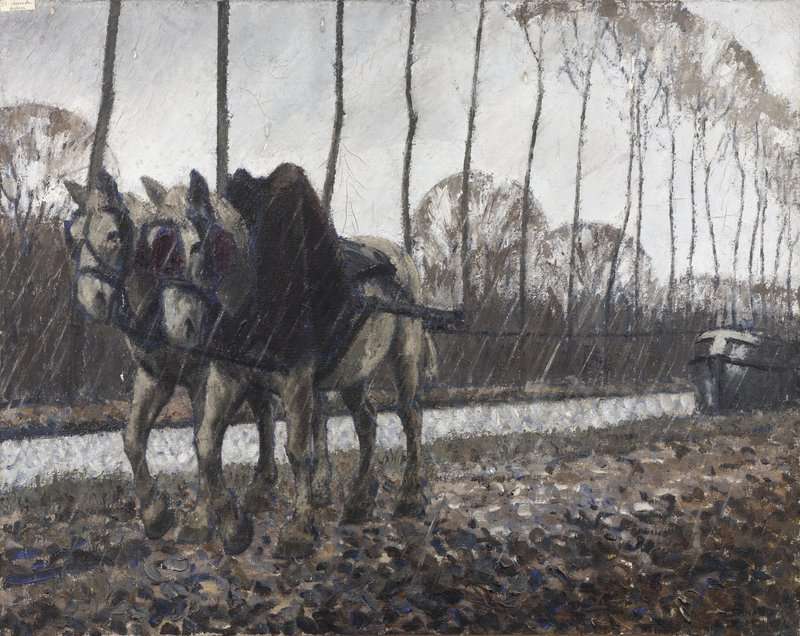Boutet De Monvel Bernard Towing Horses Under The Rain canvas print