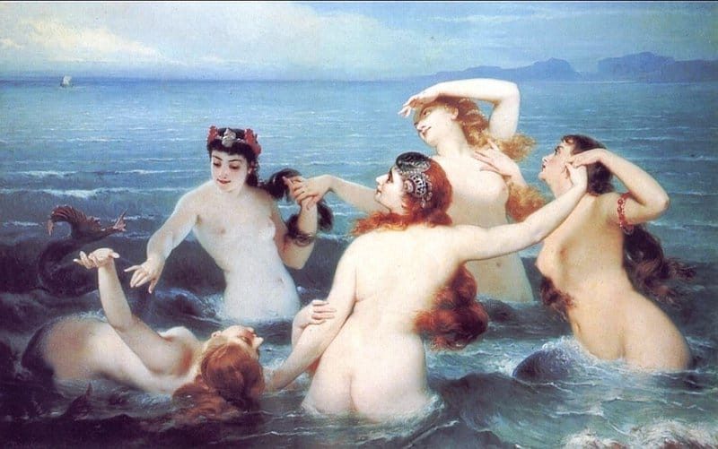 Boutibonne Charles Edouard Mermaids Frolicking In The Sea canvas print