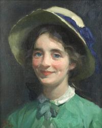 Bramley Frank Porträt eines Mädchens mit Hut 1909