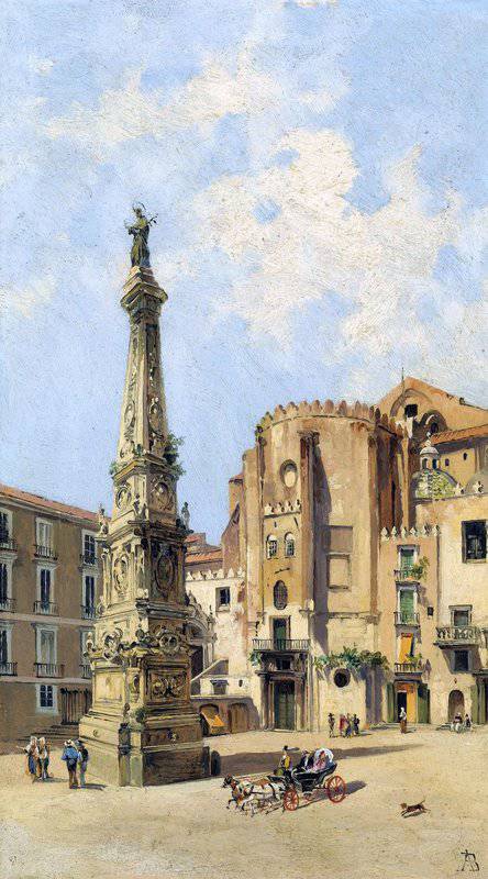 Brandeis Antonietta A Carriage On Piazza Di San Domenico Maggiore Naples canvas print