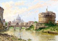 Brandeis Antonietta A View Of The Tiber With Castel Sant Angelo And St. Peters canvas print