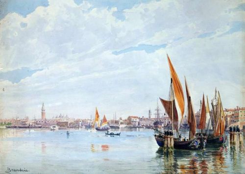 Brandeis Antonietta Boats On The Lagoon With The Doge S Palace In The Distance canvas print