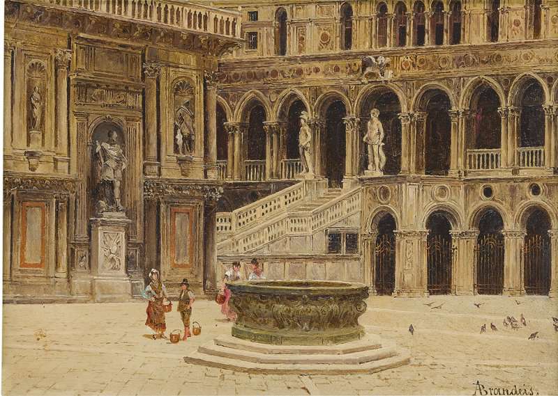 Brandeis Antonietta Cortile Del Palazzo Ducale With The Arco Foscari And Scala Dei Giganti Venice canvas print