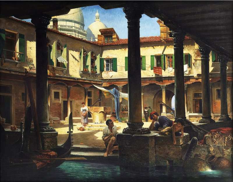 Brandeis Antonietta People In The Courtyard Of San Gregorio In Venice canvas print