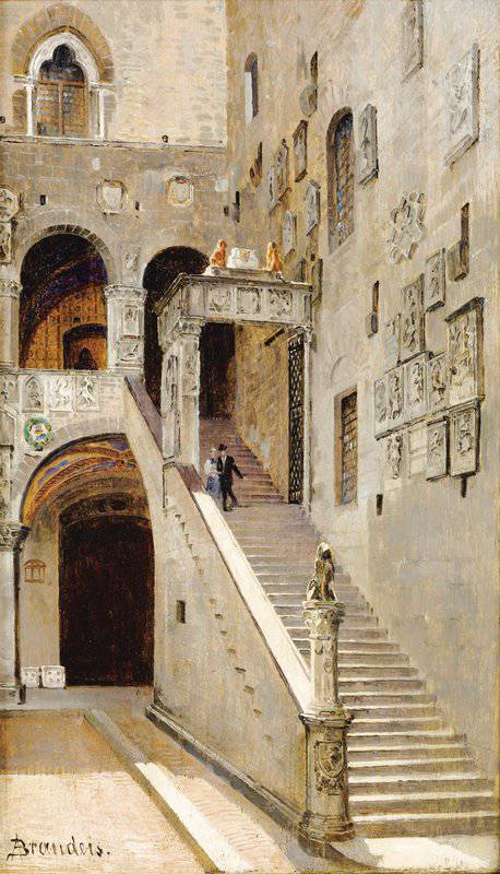 Brandeis Antonietta Staircase In The Palazzo Del Bargello Florence canvas print
