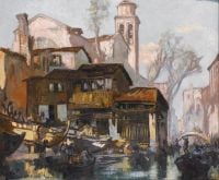 Brangwyn Frank Boatyard In Venice canvas print