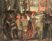 브랑윈 프랭크 스키너와 상인 테일러 사이의 투쟁의 시작 광고 1484