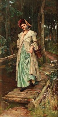 Breakspeare William Arthur 다리 위의 젊은 여성 1881