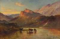 Breanski Sr. Alfred De Sonnenuntergang in den schottischen Highlands