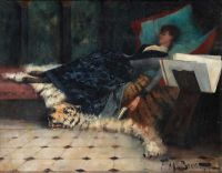 Bredt Ferdinand Max Couch With Resting Lady canvas print