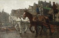 Breitner George Hendrik Eenhoornsluis A View Of The Prinsengracht and The Noorderkerk شوهد من The Eenhoornsluis Amsterdam 1910