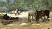 Breitner George Hendrik يستريح الخيول بالقرب من Sandpit The Hague كاليفورنيا. 1881 قماش مطبوع