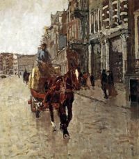 بريتنر جورج هندريك روكين ويستزيجده عربة رسم حصان على قماش روكين أمستردام 1904