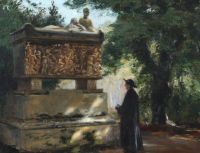 Brendekilde Hans Andersen Ein katholischer Priester vor einem Sarkophag
