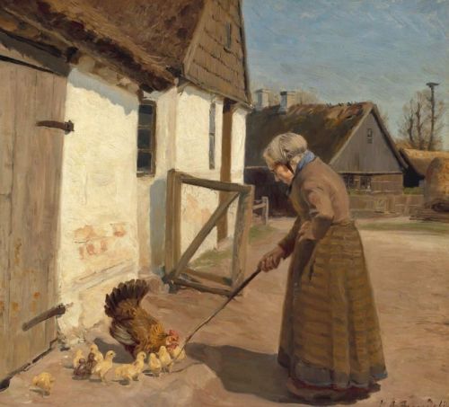Brendekilde Hans Andersen A Summer Day Outside A House With An Old Woman canvas print
