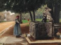 Brendekilde Hans Andersen A Woman In Front Of A Well