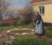 Brendekilde Hans Andersen A Woman Raking The Gravel On A Spring Day 1924