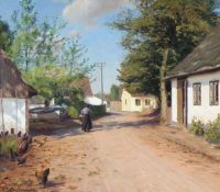 Brendekilde Hans Andersen امرأة عجوز في قرية ريفية