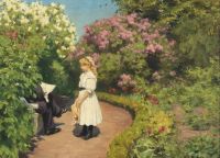 Brendekilde Hans Andersen Conversation In A Flowering Park 1910 canvas print