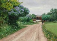 Brendekilde Hans Andersen Country Road With Flowering Lilies canvas print