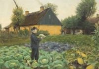 مشهد حياة مزرعة Brendekilde Hans Andersen في الحصاد