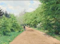 Brendekilde Hans Andersen People On A Forest Road On A Summer Day