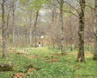Brendekilde Hans Andersen pflückt Anemonen im Hunderupwald auf Fünen 1894