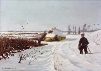 Brendekilde Hans Andersen Postman In The Snow canvas print