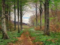 يوم الربيع Brendekilde Hans Andersen في الغابة مع خشب الزان وشقائق النعمان 1901