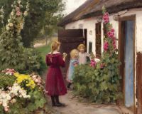 Brendekilde Hans Andersen The Farmer S Daughter Visits The Farmworker S Children. Presumably From Appen S Near N Stved