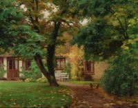 Brendekilde Hans Andersen View From A Back Garden With Chickens canvas print